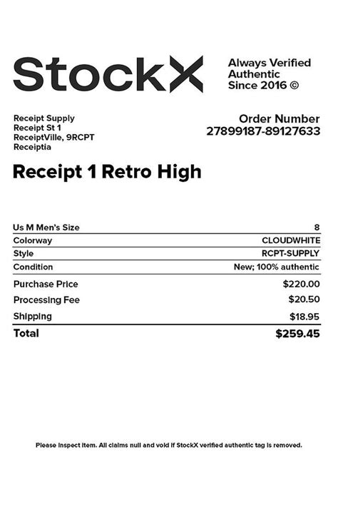 blank stock x receipt.